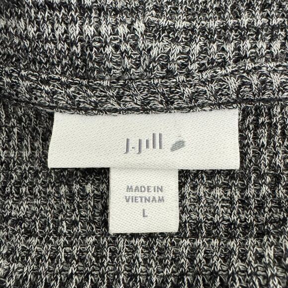 J. Jill Sweater Womens Large Black White Marled Cowl Neck Ruched Pull String - Picture 5 of 11